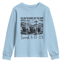 Follow the Word Not The Herd Youth Sweatshirt Vintage Bible Verse Christian Country Highland Cow Boho - Wonder Print Shop