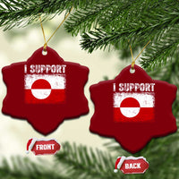 I Support Greenland Ceramic Ornament Grunge Flag
