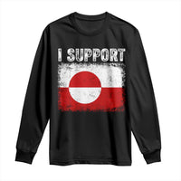 I Support Greenland Long Sleeve Shirt Grunge Flag