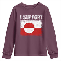 I Support Greenland Youth Sweatshirt Grunge Flag