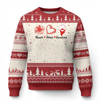 Peace Love Greenland Ugly Christmas Sweater Sunflower Flag Stand With Greenland
