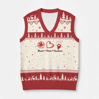 Peace Love Greenland V-Neck Knit Sweater Vest Sunflower Flag Stand With Greenland