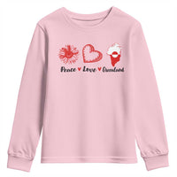Peace Love Greenland Youth Sweatshirt Sunflower Flag Stand With Greenland