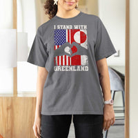 I Stand With Greenland T Shirt For Women Greenlander US Flag Greenland American Usa America