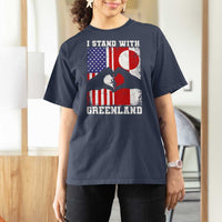 I Stand With Greenland T Shirt For Women Greenlander US Flag Greenland American Usa America