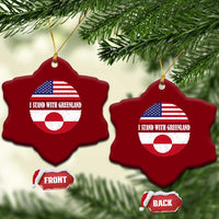 I Stand With Greenland Ceramic Ornament Political Protest Greenlander American Flag