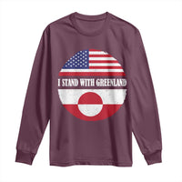 I Stand With Greenland Long Sleeve Shirt Political Protest Greenlander American Flag
