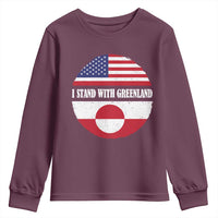 I Stand With Greenland Youth Sweatshirt Political Protest Greenlander American Flag