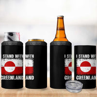 I Stand With Greenland 4 in 1 Can Cooler Tumbler Grunge Flag