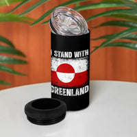 I Stand With Greenland 4 in 1 Can Cooler Tumbler Grunge Flag