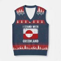 I Stand With Greenland V-Neck Knit Sweater Vest Grunge Flag