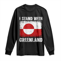 I Stand With Greenland Long Sleeve Shirt Grunge Flag