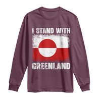 I Stand With Greenland Long Sleeve Shirt Grunge Flag