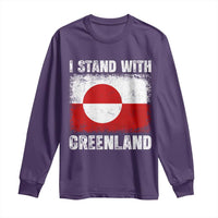 I Stand With Greenland Long Sleeve Shirt Grunge Flag