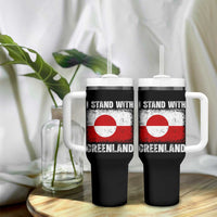 I Stand With Greenland Tumbler With Handle Grunge Flag