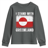 I Stand With Greenland Youth Sweatshirt Grunge Flag