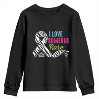 Rare Disease Awereness Youth Sweatshirt I Love Someone Rare Zebra Ribbon