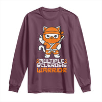 Multiple Sclerosis Warrior Long Sleeve Shirt Orange Ribbon MS Ninja