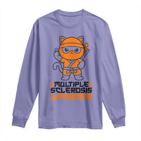 Multiple Sclerosis Awareness Long Sleeve Shirt Orange Ribbon MS Warrior Ninja