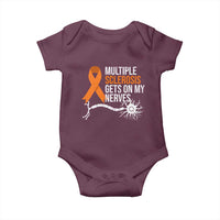 Multiple Sclerosis Awareness Baby Onesie Orange Ribbon MS Gets On My Nerves