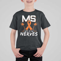 MS Gets On My Nerves Multiple Sclerosis Awareness T Shirt For Kid Orange Ribbon
