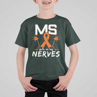 MS Gets On My Nerves Multiple Sclerosis Awareness T Shirt For Kid Orange Ribbon