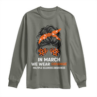 In March We Wear Orange MS Warrior Long Sleeve Shirt Multiple Sclerosis Support Squad