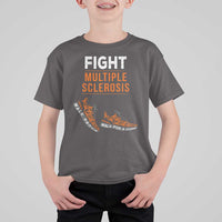 Fight MS T Shirt For Kid Orange Ribbon Multiple Sclerosis Awareness