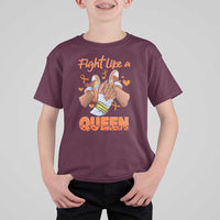 Multiple Sclerosis Awareness T Shirt For Kid Orange Ribbon Fight MS Like A Queen