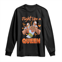 Multiple Sclerosis Awareness Long Sleeve Shirt Orange Ribbon Fight MS Like A Queen