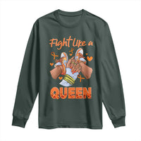 Multiple Sclerosis Awareness Long Sleeve Shirt Orange Ribbon Fight MS Like A Queen