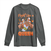 Multiple Sclerosis Awareness Long Sleeve Shirt Orange Ribbon Fight MS Like A Queen