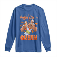 Multiple Sclerosis Awareness Long Sleeve Shirt Orange Ribbon Fight MS Like A Queen