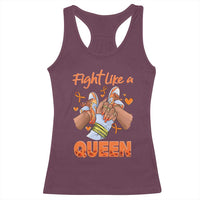 Multiple Sclerosis Awareness Racerback Tank Top Orange Ribbon Fight MS Like A Queen