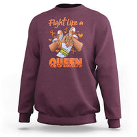 Multiple Sclerosis Awareness Sweatshirt Orange Ribbon Fight MS Like A Queen