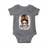 Multiple Sclerosis Awareness Baby Onesie Orange Ribbon Support Squad Messy Bun