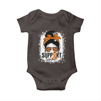 Multiple Sclerosis Awareness Baby Onesie Orange Ribbon Support Squad Messy Bun