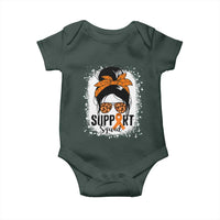 Multiple Sclerosis Awareness Baby Onesie Orange Ribbon Support Squad Messy Bun