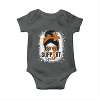 Multiple Sclerosis Awareness Baby Onesie Orange Ribbon Support Squad Messy Bun