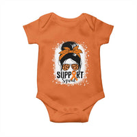 Multiple Sclerosis Awareness Baby Onesie Orange Ribbon Support Squad Messy Bun