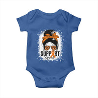 Multiple Sclerosis Awareness Baby Onesie Orange Ribbon Support Squad Messy Bun