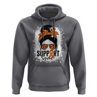 Multiple Sclerosis Awareness Hoodie Orange Ribbon Support Squad Messy Bun