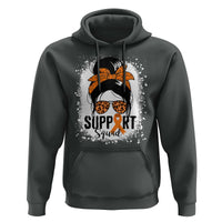 Multiple Sclerosis Awareness Hoodie Orange Ribbon Support Squad Messy Bun