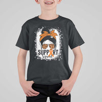 Multiple Sclerosis Awareness T Shirt For Kid Orange Ribbon Support Squad Messy Bun