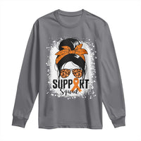Multiple Sclerosis Awareness Long Sleeve Shirt Orange Ribbon Support Squad Messy Bun