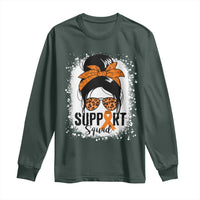 Multiple Sclerosis Awareness Long Sleeve Shirt Orange Ribbon Support Squad Messy Bun