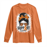 Multiple Sclerosis Awareness Long Sleeve Shirt Orange Ribbon Support Squad Messy Bun
