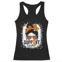 Multiple Sclerosis Awareness Racerback Tank Top Orange Ribbon Support Squad Messy Bun