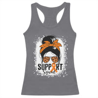Multiple Sclerosis Awareness Racerback Tank Top Orange Ribbon Support Squad Messy Bun