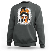 Multiple Sclerosis Awareness Sweatshirt Orange Ribbon Support Squad Messy Bun